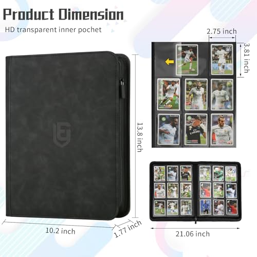 EYEGLEAM 540-Pocket Card Binder – Black PU Leather Album for MTG, TCG, Sports Cards