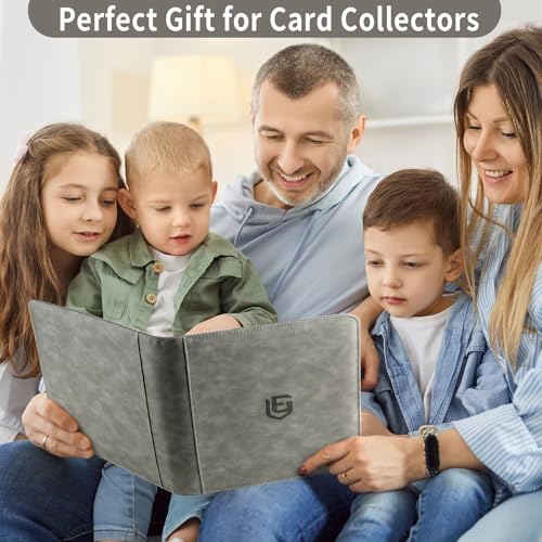 EYEGLEAM 540-Pocket Trading Card Binder – Grey PU Leather Album for MTG, TCG, Sports Cards