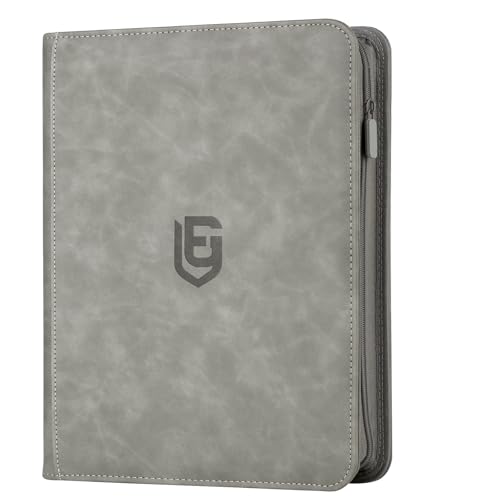 EYEGLEAM 540-Pocket Trading Card Binder – Grey PU Leather Album for MTG, TCG, Sports Cards