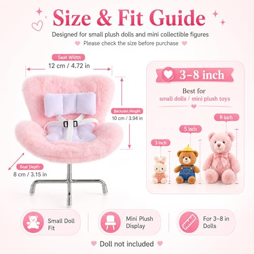 Ezcora Doll Car Seat for 10-17 cm Dolls – Purple Vent Clip with Safety Strap and Desktop Leg