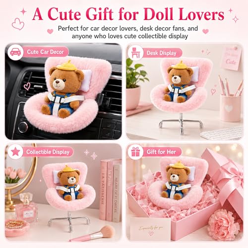 Ezcora Doll Car Seat for 10-17 cm Dolls – Purple Vent Clip with Safety Strap and Desktop Leg