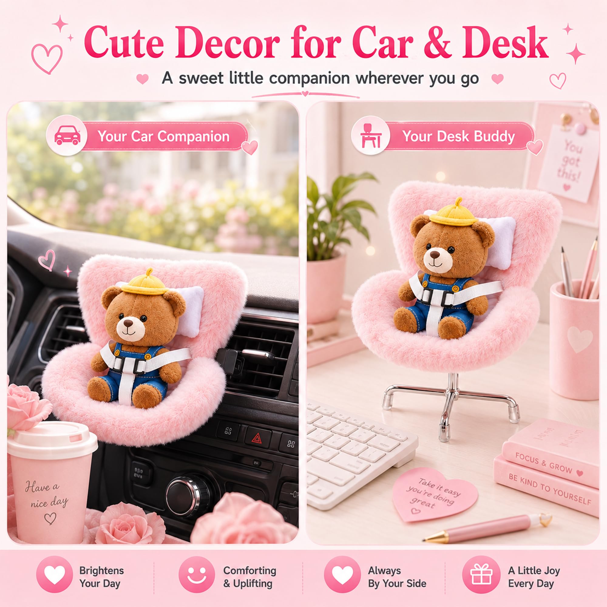 Ezcora Doll Car Seat for 10-17 cm Dolls – Purple Vent Clip with Safety Strap and Desktop Leg