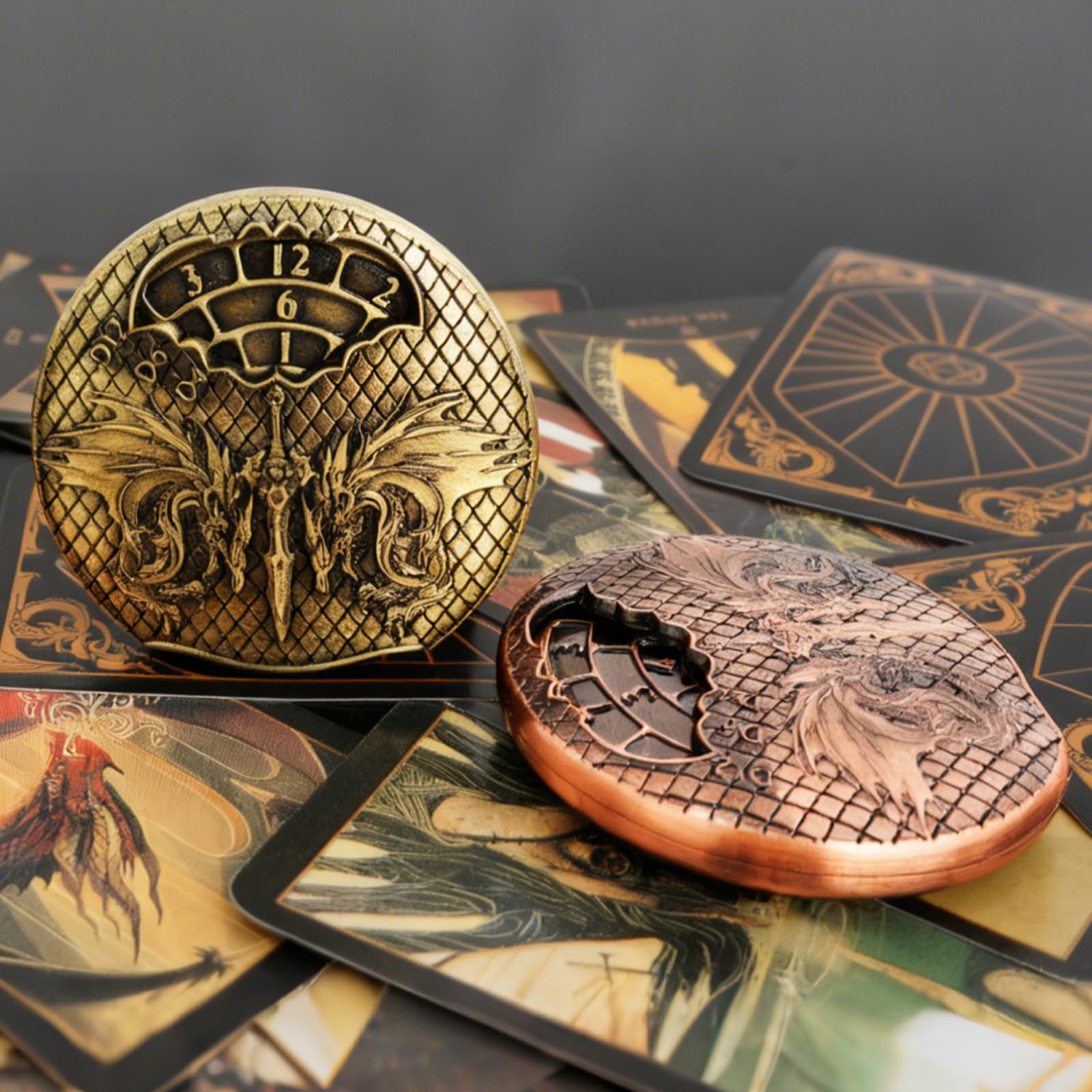 EZUO Bronze Spinning Dice Set – 7-in-1 Metal D&D Fidget Spinner for RPG Games