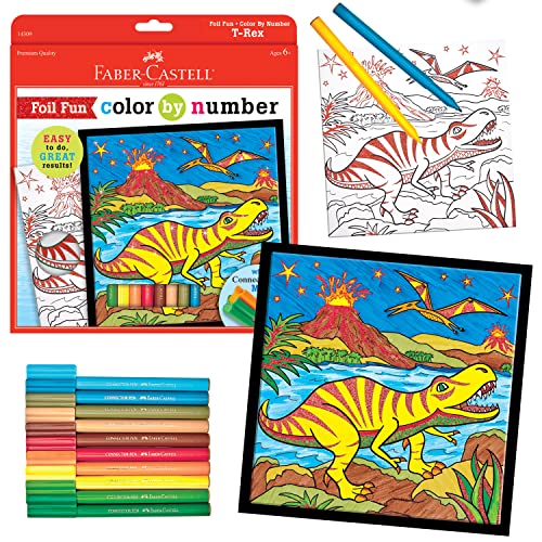 Faber-Castell Color by Number Foil Fun – T-Rex Dinosaur Art Kit
