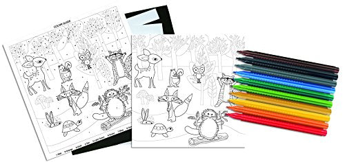 Faber-Castell Color by Number Woodland Forest Friends Kit with 10 Markers and Display Board