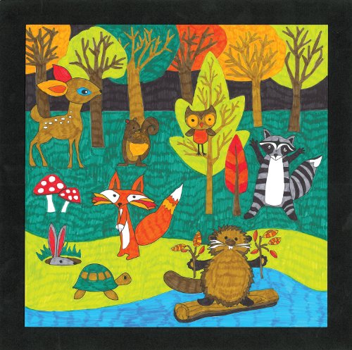 Faber-Castell Color by Number Woodland Forest Friends Kit with 10 Markers and Display Board