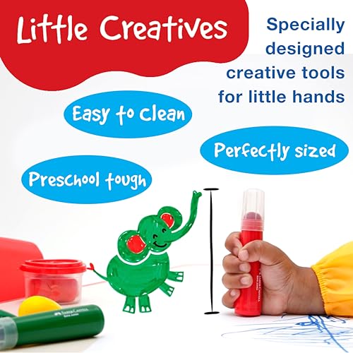 Faber-Castell Little Creatives 6-Color Jumbo Paint Sticks – Washable Squeeze Brushes for Kids 3+