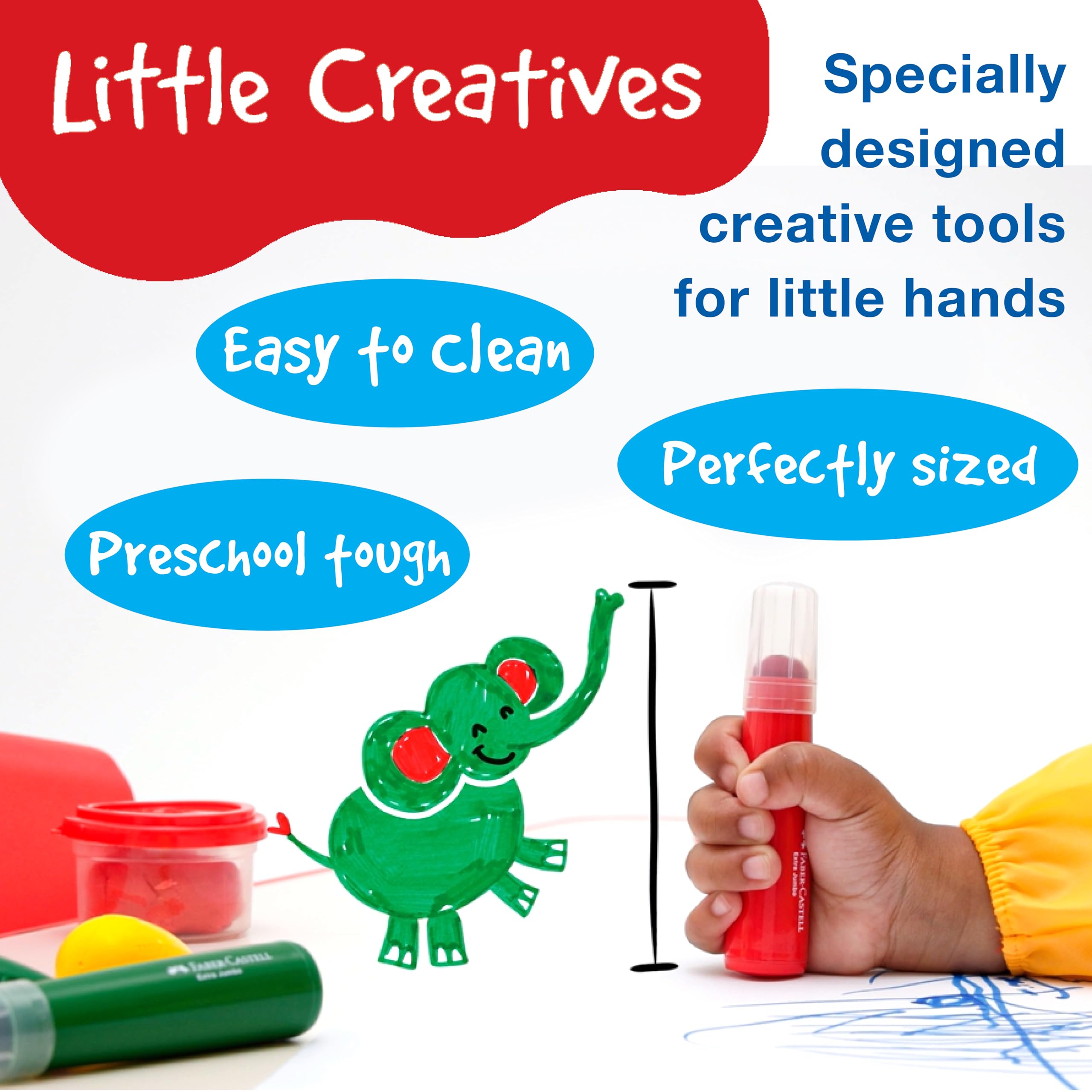 Faber-Castell Little Creatives 6-Color Jumbo Paint Sticks – Washable Squeeze Brushes for Kids 3+