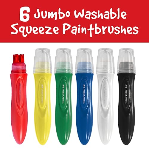Faber-Castell Little Creatives 6-Color Jumbo Paint Sticks – Washable Squeeze Brushes for Kids 3+