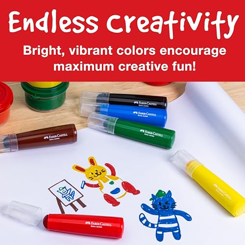Faber-Castell Little Creatives 6-Count Extra Jumbo Washable Markers – Non-Toxic, Crush-Proof Tips for Toddlers Ages 3+