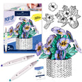 Faber-Castell Pop Up Coloring Bouquet: Pansy – 3D Adult Coloring Craft Kit with 5 Markers