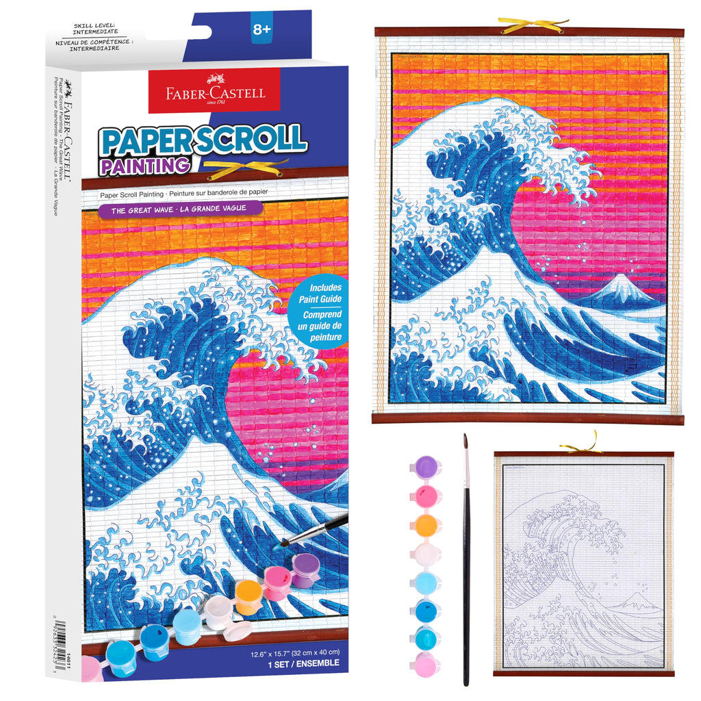 Faber-Castell The Great Wave Scroll Painting Kit – DIY Hanging Wall Art for Kids & Beginners