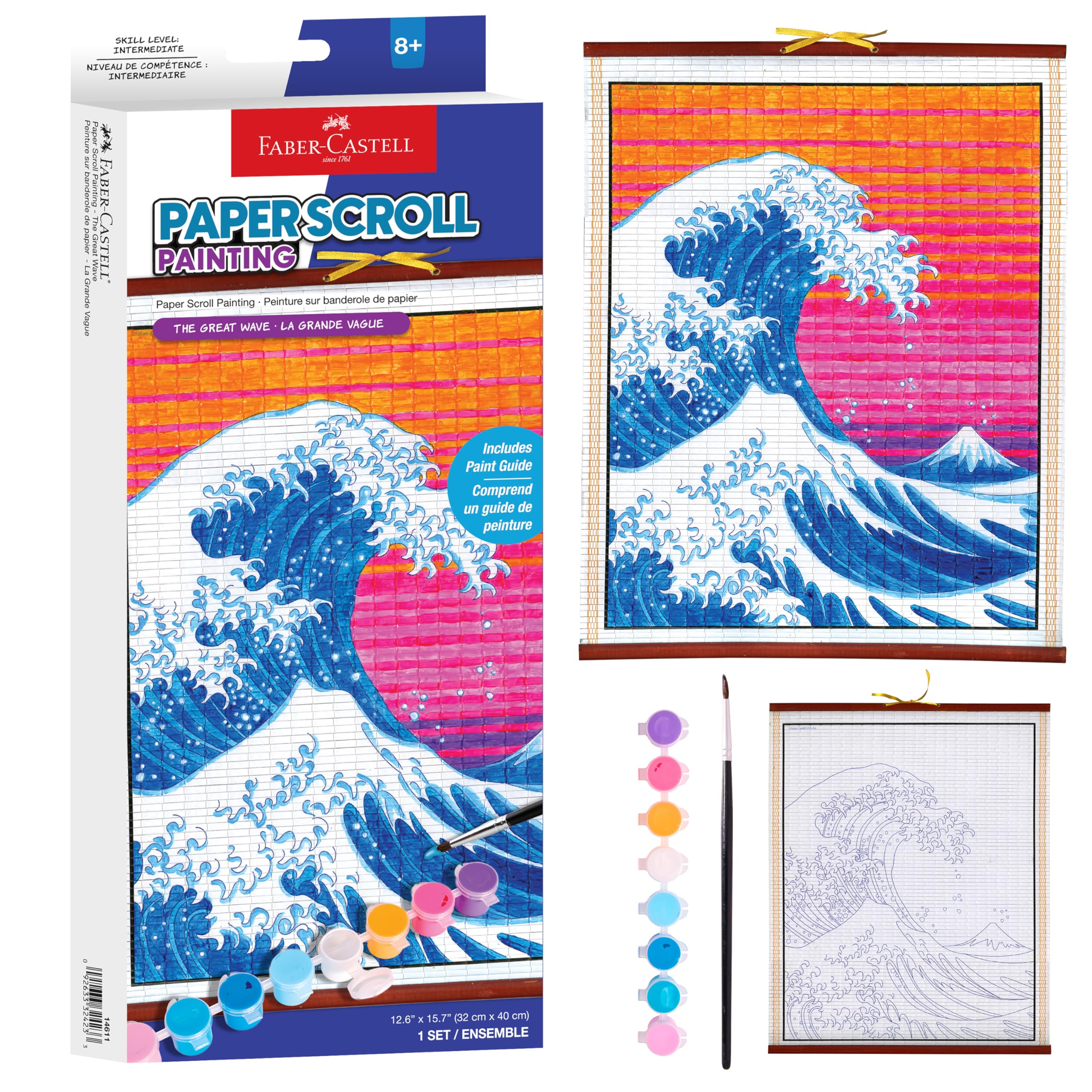 Faber-Castell The Great Wave Scroll Painting Kit – DIY Hanging Wall Art for Kids & Beginners