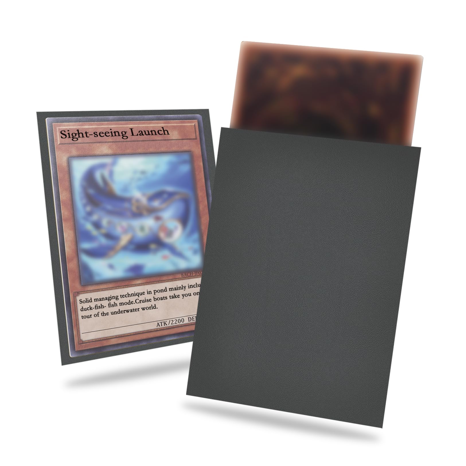 Fabmaker 200 Pack Grey Card Sleeves for Yu-Gi-Oh Japanese Size – Textured Back, Clear Front