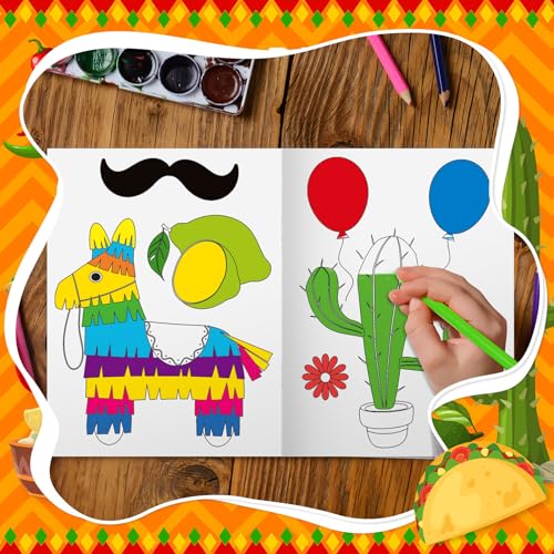 Faccito 24-Pack Mini Fiesta Coloring Books – Mexican Theme, 96 Patterns, Party Favors