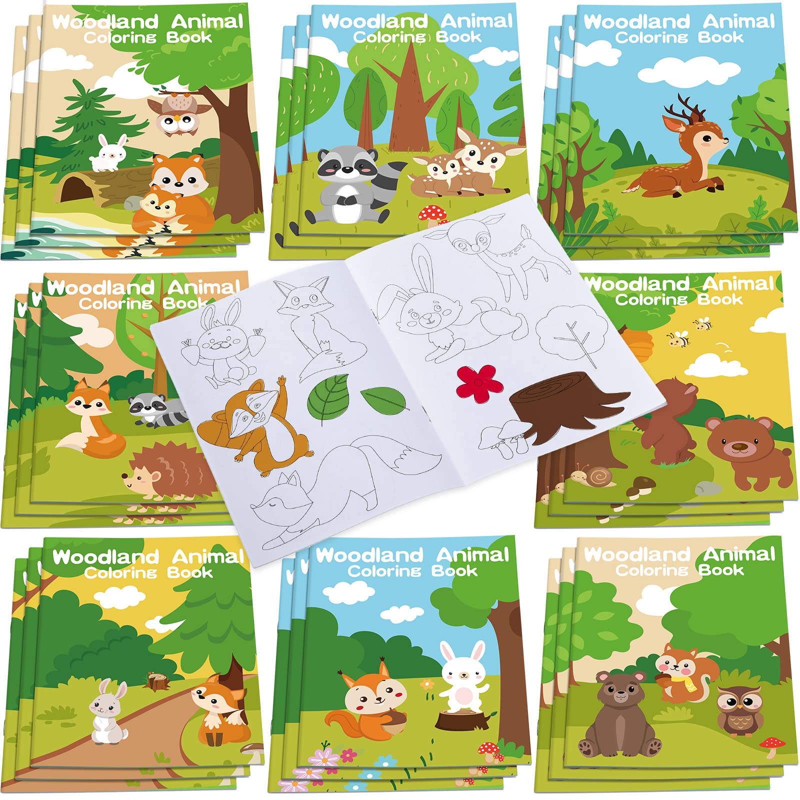 Faccito 24-Pack Mini Woodland Animal Coloring Books for Toddlers – Bulk Party Favors & Classroom Activities