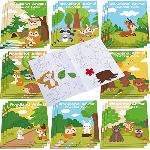 Faccito 24-Pack Mini Woodland Animal Coloring Books for Toddlers – Bulk Party Favors & Classroom Activities