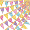 Faccito 5-Piece Donut Ice Cream Paper Pennant Banners - 9.84ft Each, Pre-Assembled Triangle Flags for Party Decorations