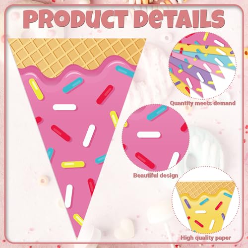 Faccito 5-Piece Donut Ice Cream Paper Pennant Banners - 9.84ft Each, Pre-Assembled Triangle Flags for Party Decorations
