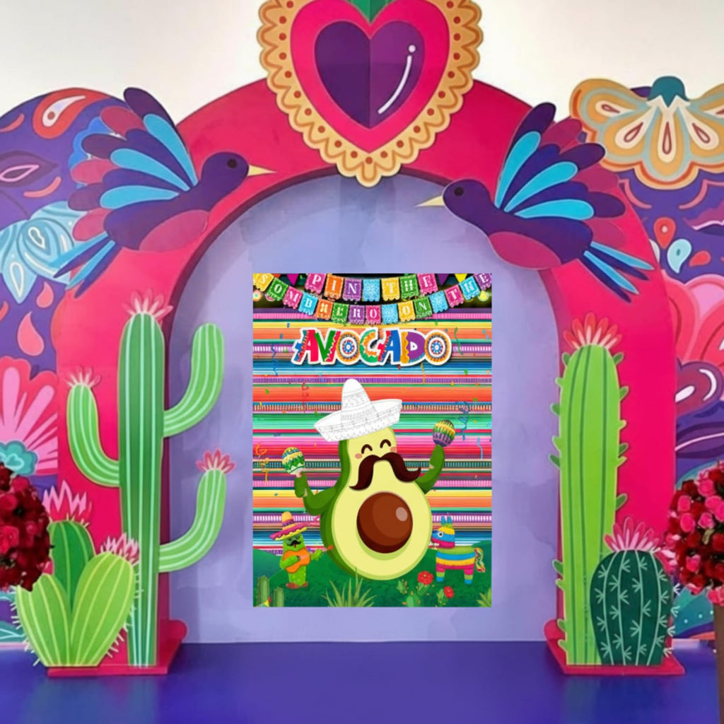 Faccito Avocado Pin the Sombrero Game Kit - Mexican Fiesta Party Supplies with 24 Stickers, Blindfold, and 21x28 Inch Poster for Cinco de Mayo and Birthday Parties