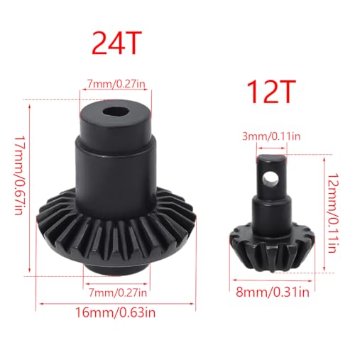 FACCNOY 2-Pair Hardened Steel Axle Bevel Gears for 1/24 FMS FCX24 RC Crawler Upgrade