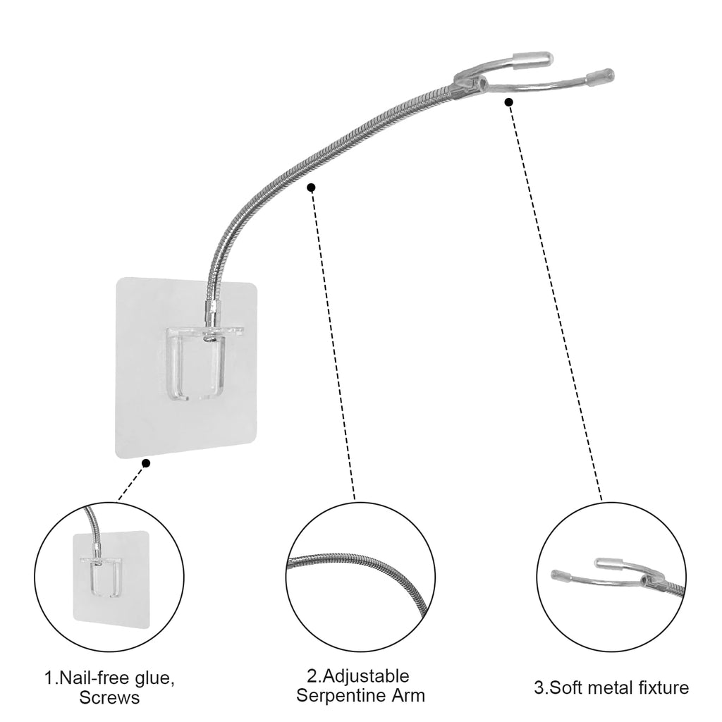 FaitAtten 2-Pack Silver Wall-Mounted Action Figure Flight Stands with Adjustable Serpentine Arm for 6" Figures