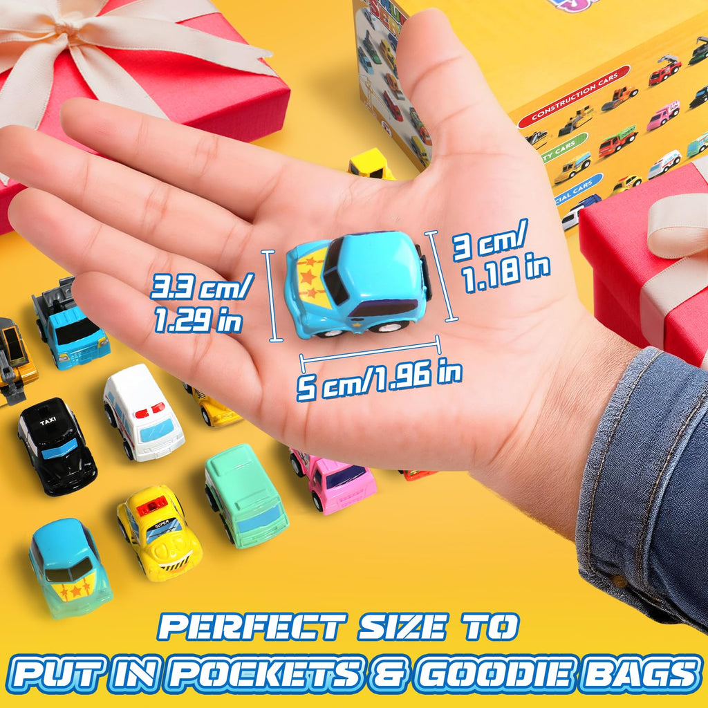 Fajiabao 18-Pack Mini Pull Back Cars for Toddlers, Party Favors, Classroom Prizes