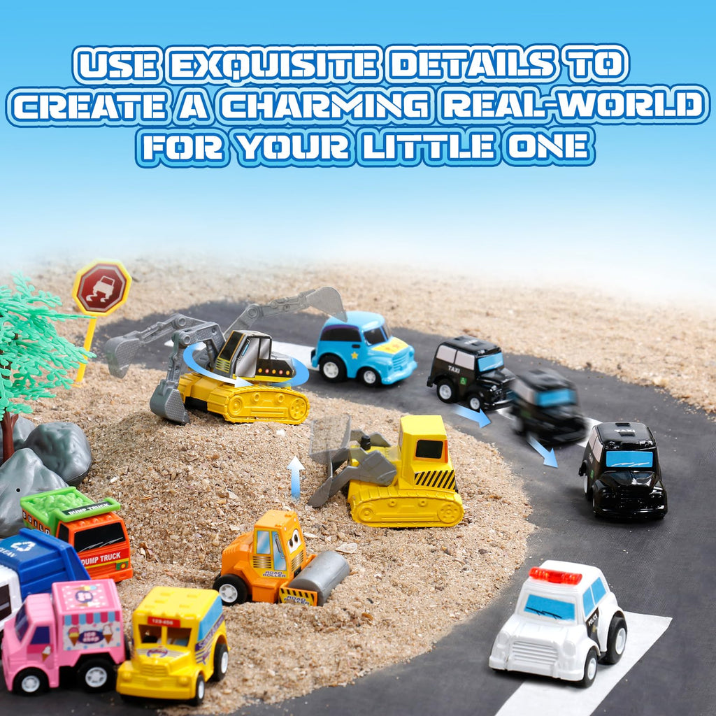 Fajiabao 18-Pack Mini Pull Back Cars for Toddlers, Party Favors, Classroom Prizes