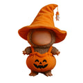 FANPOI 2-Piece Halloween Costume Set for 15-17cm Dolls – Pumpkin Dress & Witch Hat (No Doll Included, Orange)
