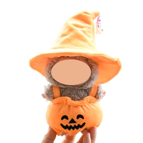 FANPOI 2-Piece Halloween Costume Set for 15-17cm Dolls – Pumpkin Dress & Witch Hat (No Doll Included, Orange)