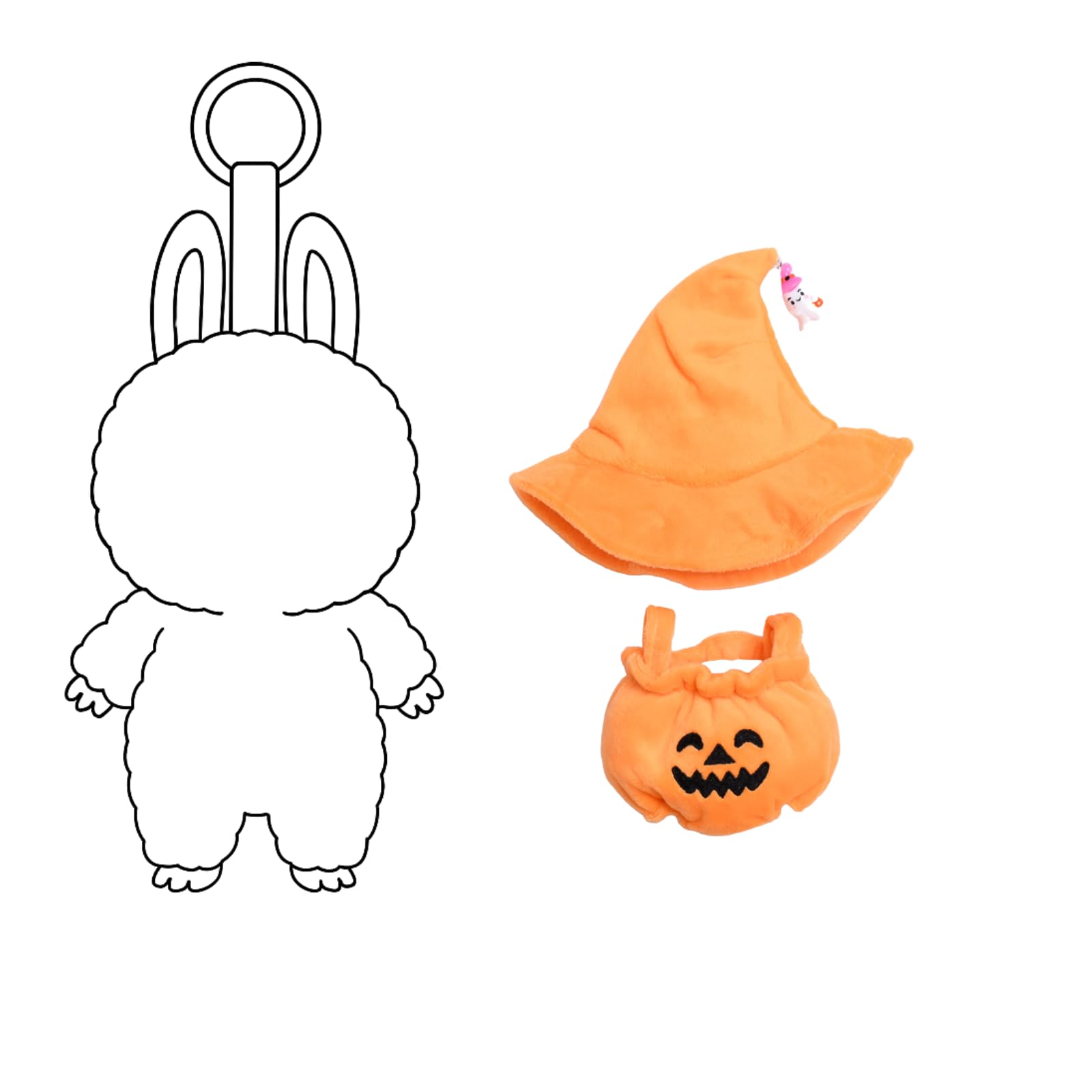 FANPOI 2-Piece Halloween Costume Set for 15-17cm Dolls – Pumpkin Dress & Witch Hat (No Doll Included, Orange)