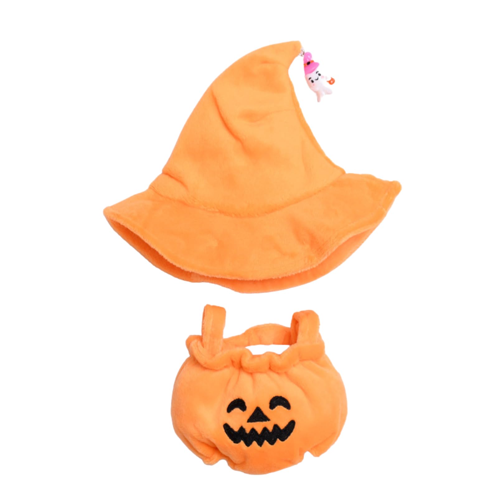 FANPOI 2-Piece Halloween Costume Set for 15-17cm Dolls – Pumpkin Dress & Witch Hat (No Doll Included, Orange)