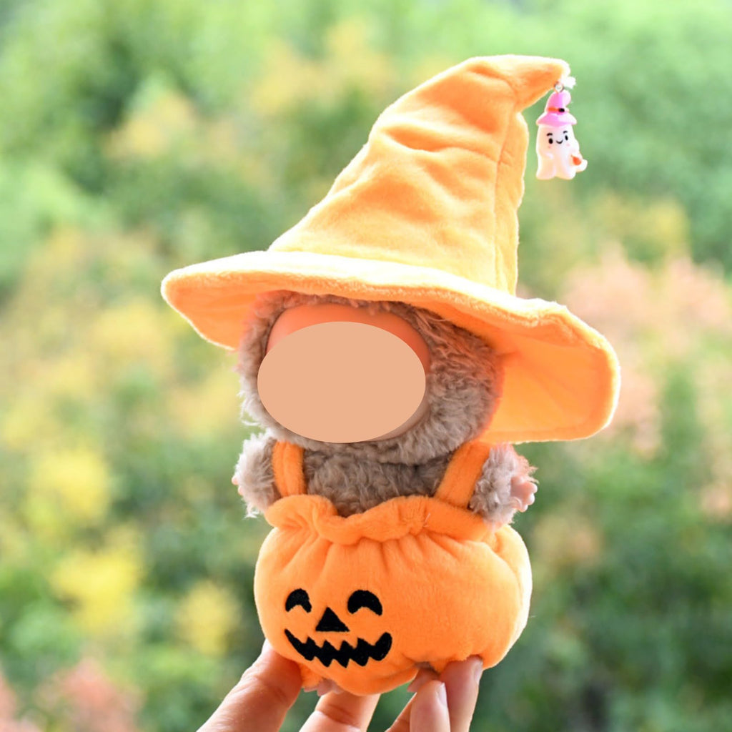 FANPOI 2-Piece Halloween Costume Set for 15-17cm Dolls – Pumpkin Dress & Witch Hat (No Doll Included, Orange)