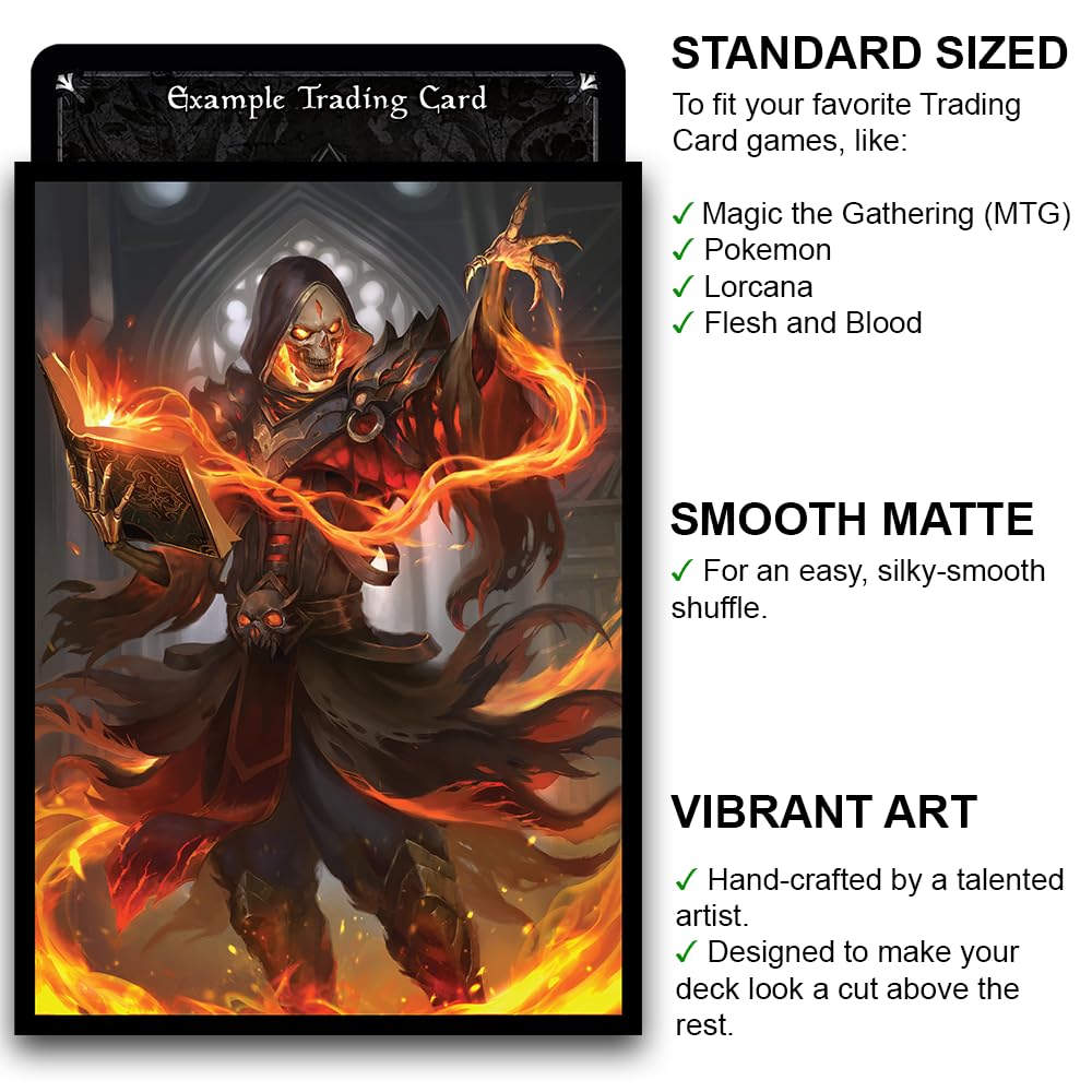 Fantasy North Cinderbones - The Risen Flame: 100 Smooth Matte TCG Card Sleeves for MTG, Pokémon, Lorcana