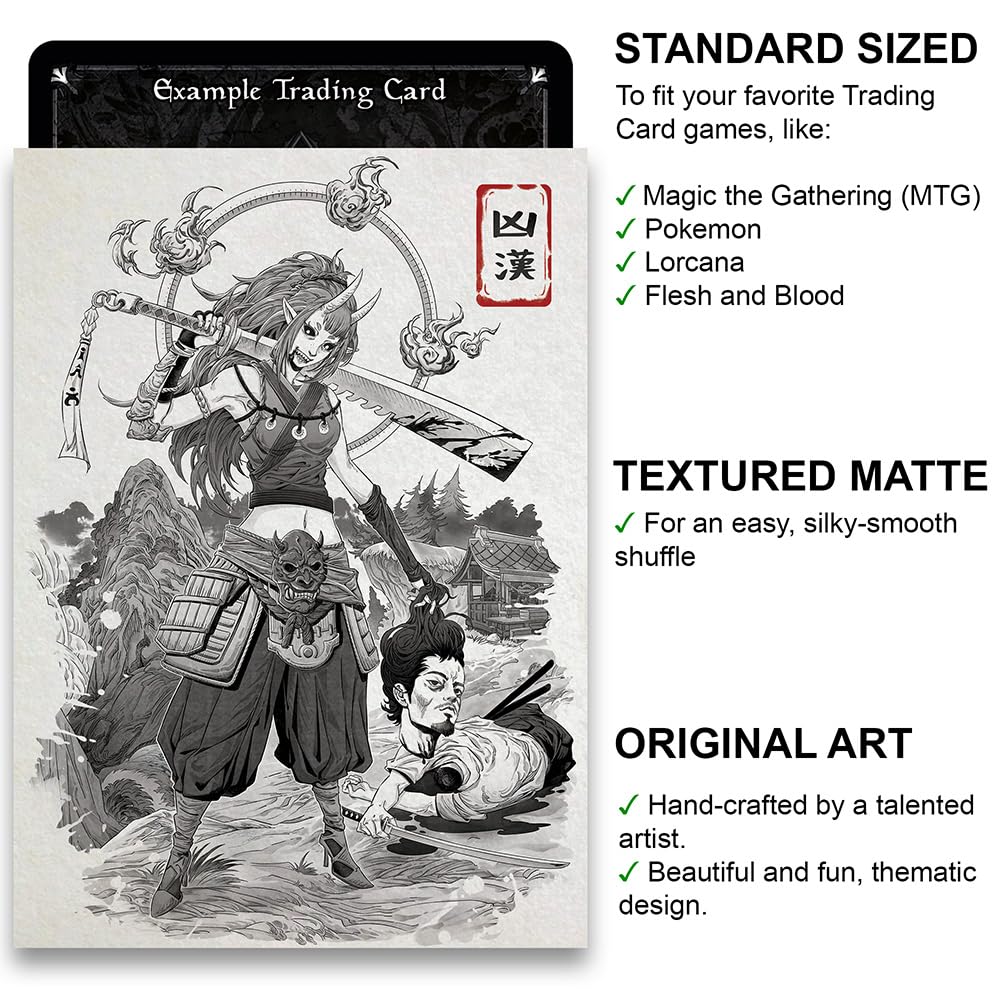 Fantasy North Ranko The Man-Slayer Card Sleeves – 100 Textured Matte Standard Sleeves for MTG, Pokemon, and More