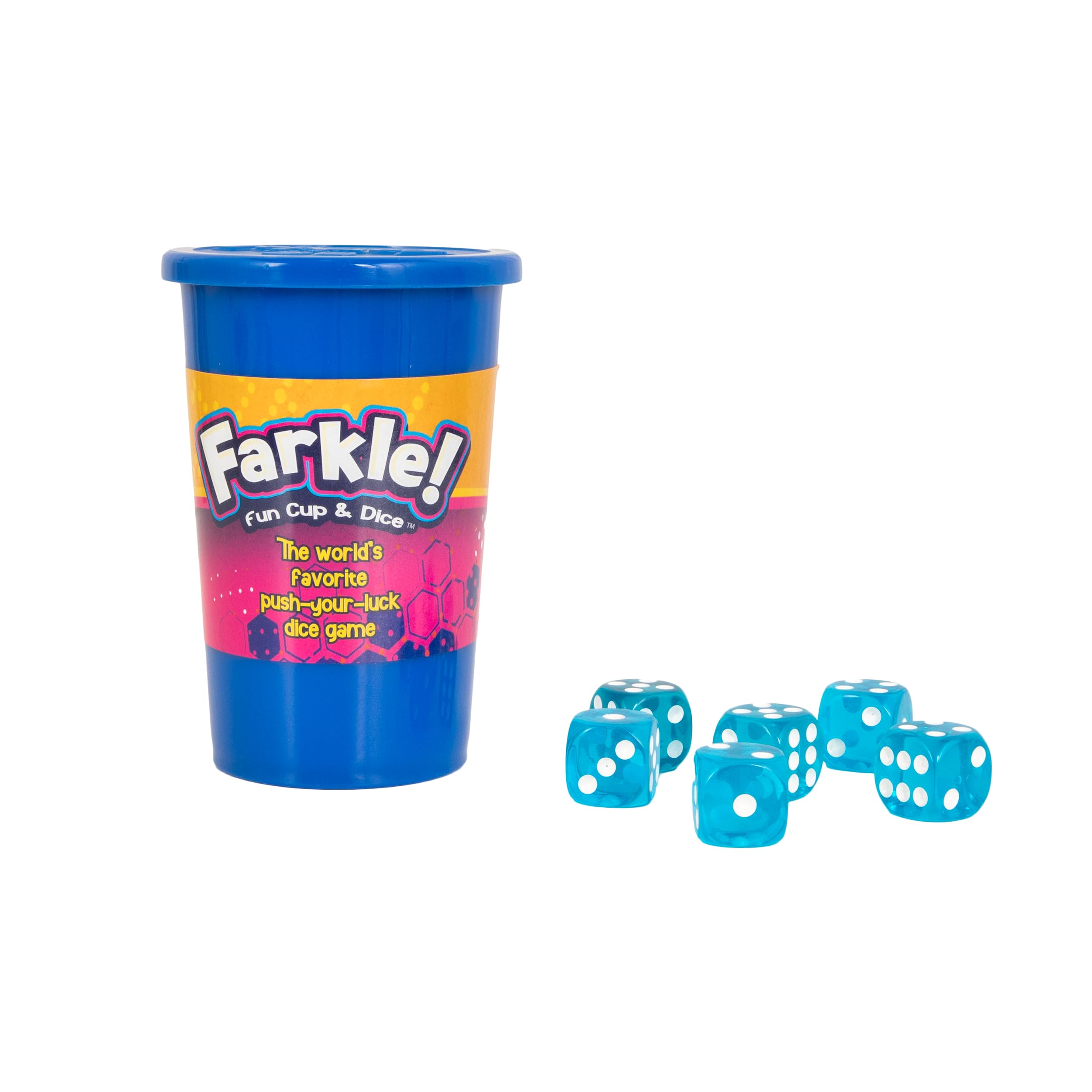 Farkle Fun Cup and Dice – Classic Push-Your-Luck Dice Game with Cup, 6 Dice & Scorepad