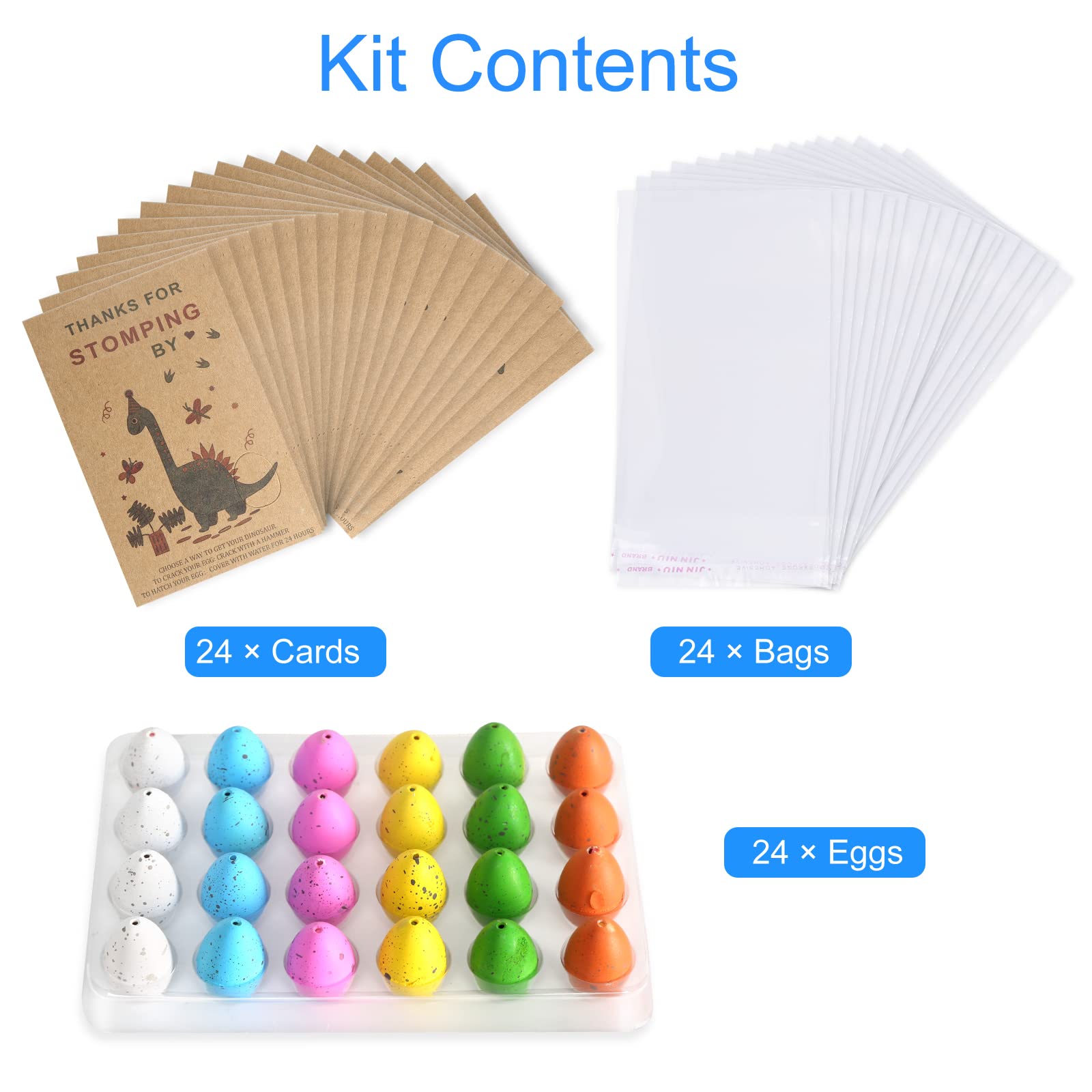 FASBET Dinosaur Hatching Eggs Party Favors – 24-Pack with Cards, Novelty Gifts for Kids
