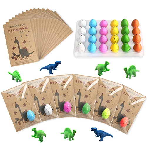 FASBET Dinosaur Hatching Eggs Party Favors – 24-Pack with Cards, Novelty Gifts for Kids