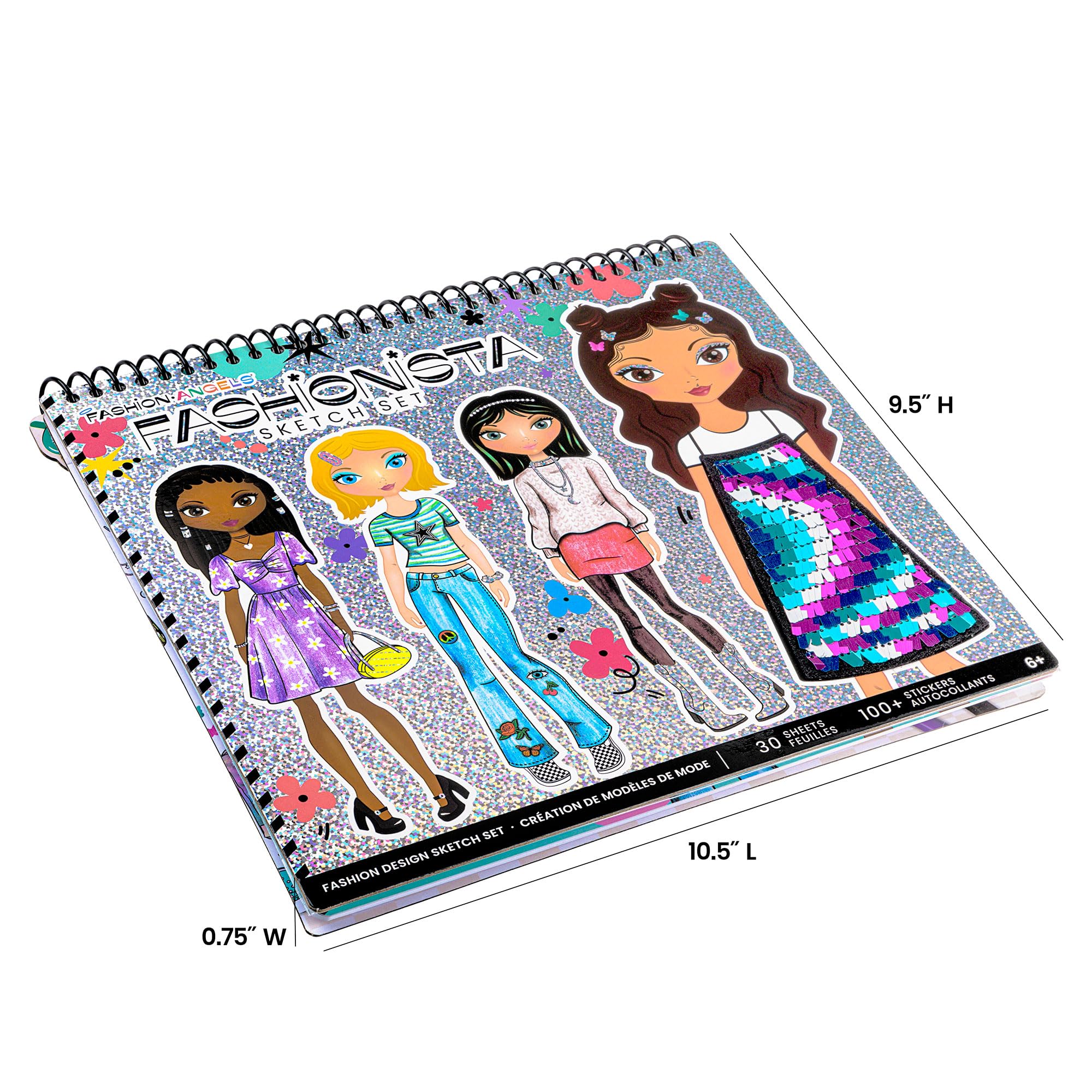 Fashion Angels Fashion Design Sketch Portfolio – 40 Sheets, Stencils & Stickers for Kids Ages 6+