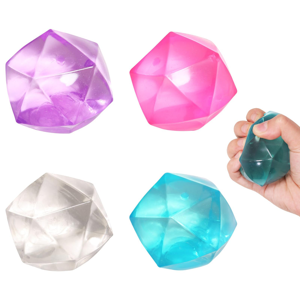 FauKait 4 Pack Mini Squishy Stress Balls - 1.8 Inch Polyhedron Diamond Slow Rise Fidget Toy