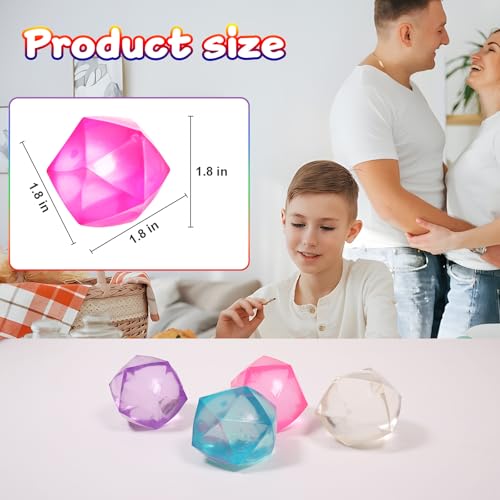 FauKait 4 Pack Mini Squishy Stress Balls - 1.8 Inch Polyhedron Diamond Slow Rise Fidget Toy