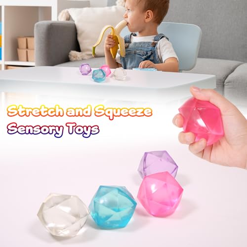 FauKait 4 Pack Mini Squishy Stress Balls - 1.8 Inch Polyhedron Diamond Slow Rise Fidget Toy