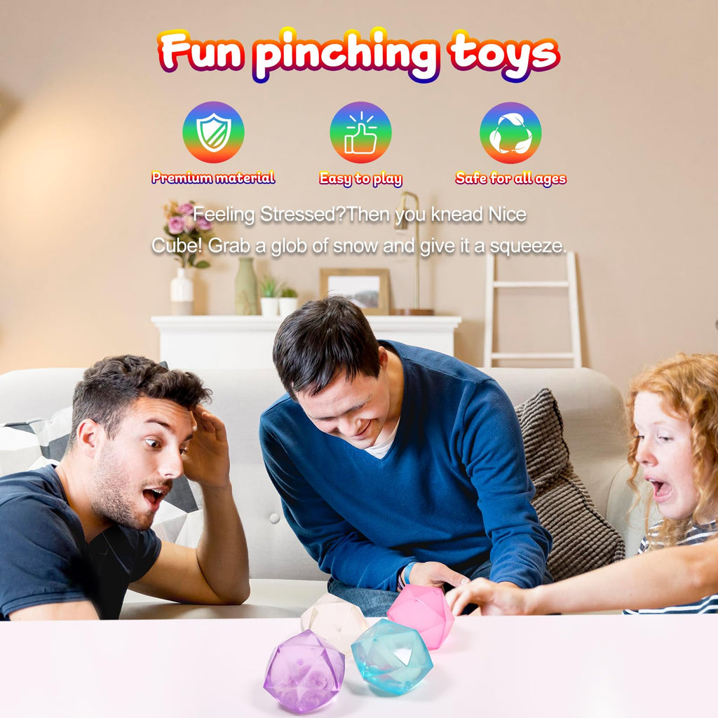 FauKait 4 Pack Mini Squishy Stress Balls - 1.8 Inch Polyhedron Diamond Slow Rise Fidget Toy