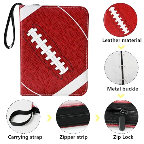 FavorFishFans 400-Card Binder with Removable Sleeves – Red Faux Leather Trading Card Album