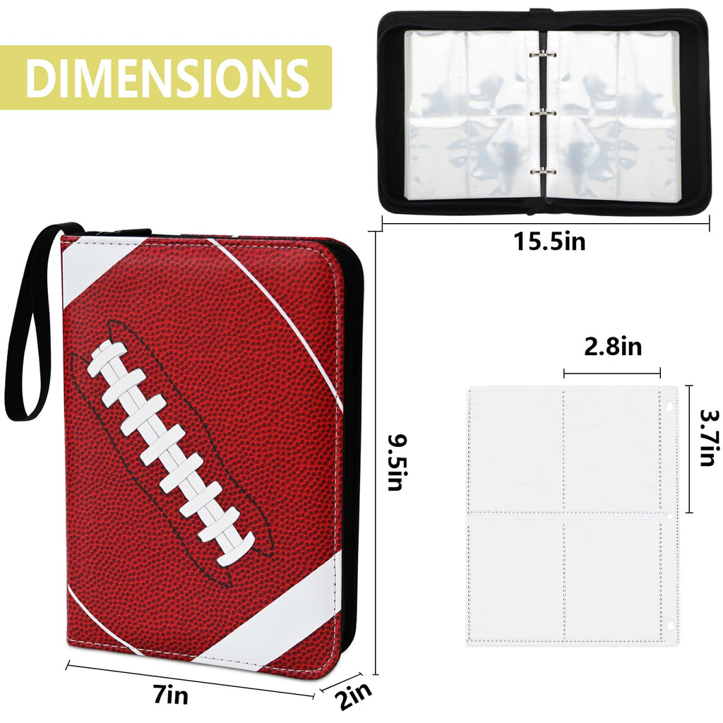 FavorFishFans 400-Card Binder with Removable Sleeves – Red Faux Leather Trading Card Album