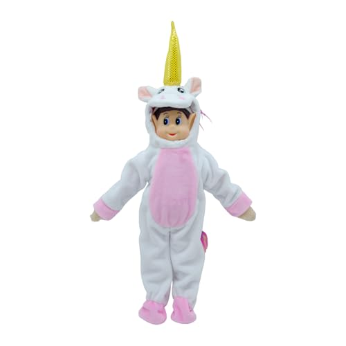 Fayelfland Unicorn Costume for 12-Inch Elf Dolls – White Christmas Outfit with Hat, CPC Certified