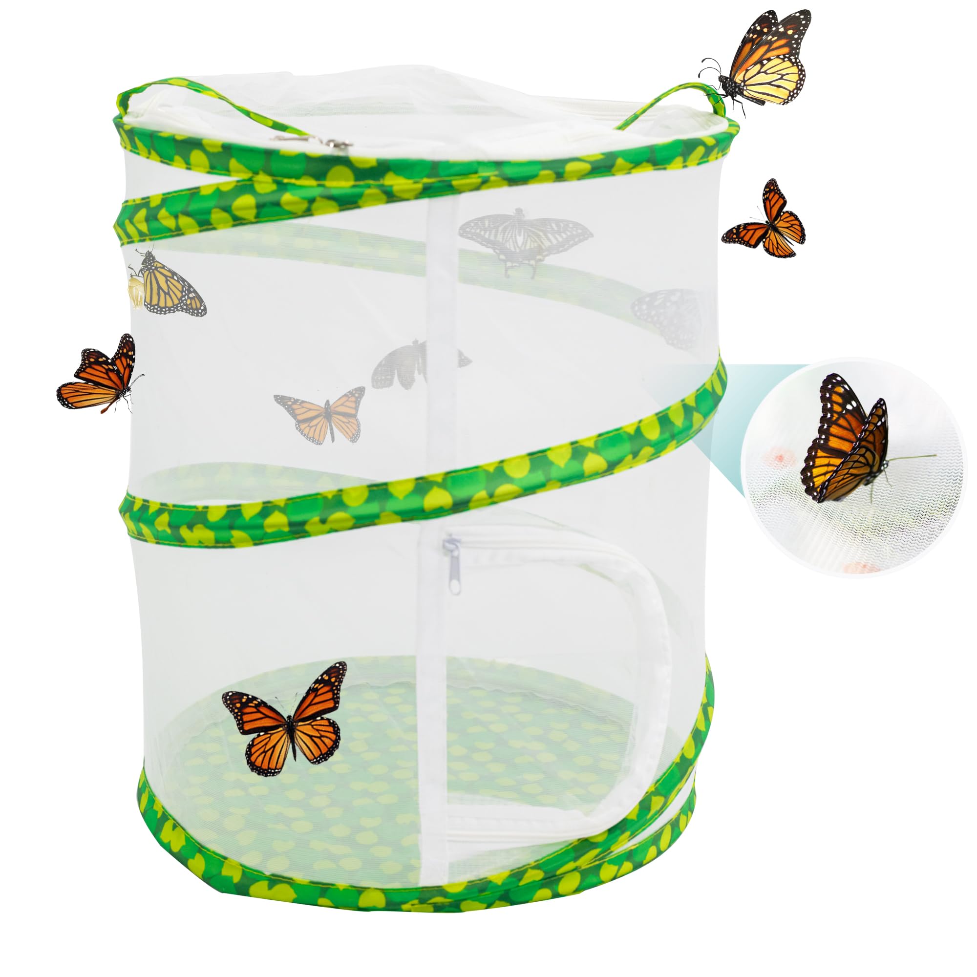 FCIHROSITCE Butterfly Habitat Mesh Cage – 12" x 14" Pop-up Insect Net for Raising Butterflies