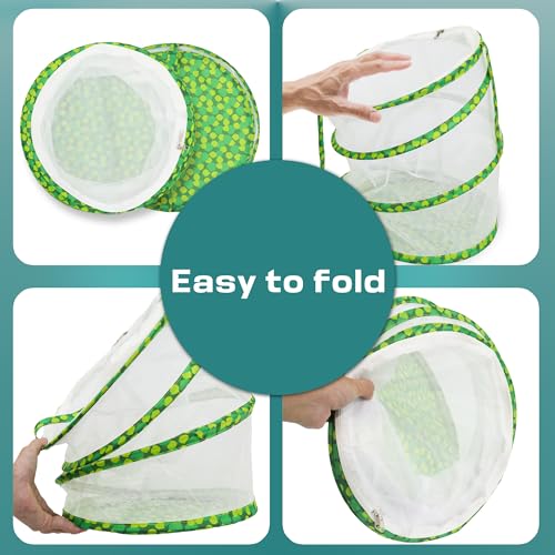 FCIHROSITCE Butterfly Habitat Mesh Cage – 12" x 14" Pop-up Insect Net for Raising Butterflies