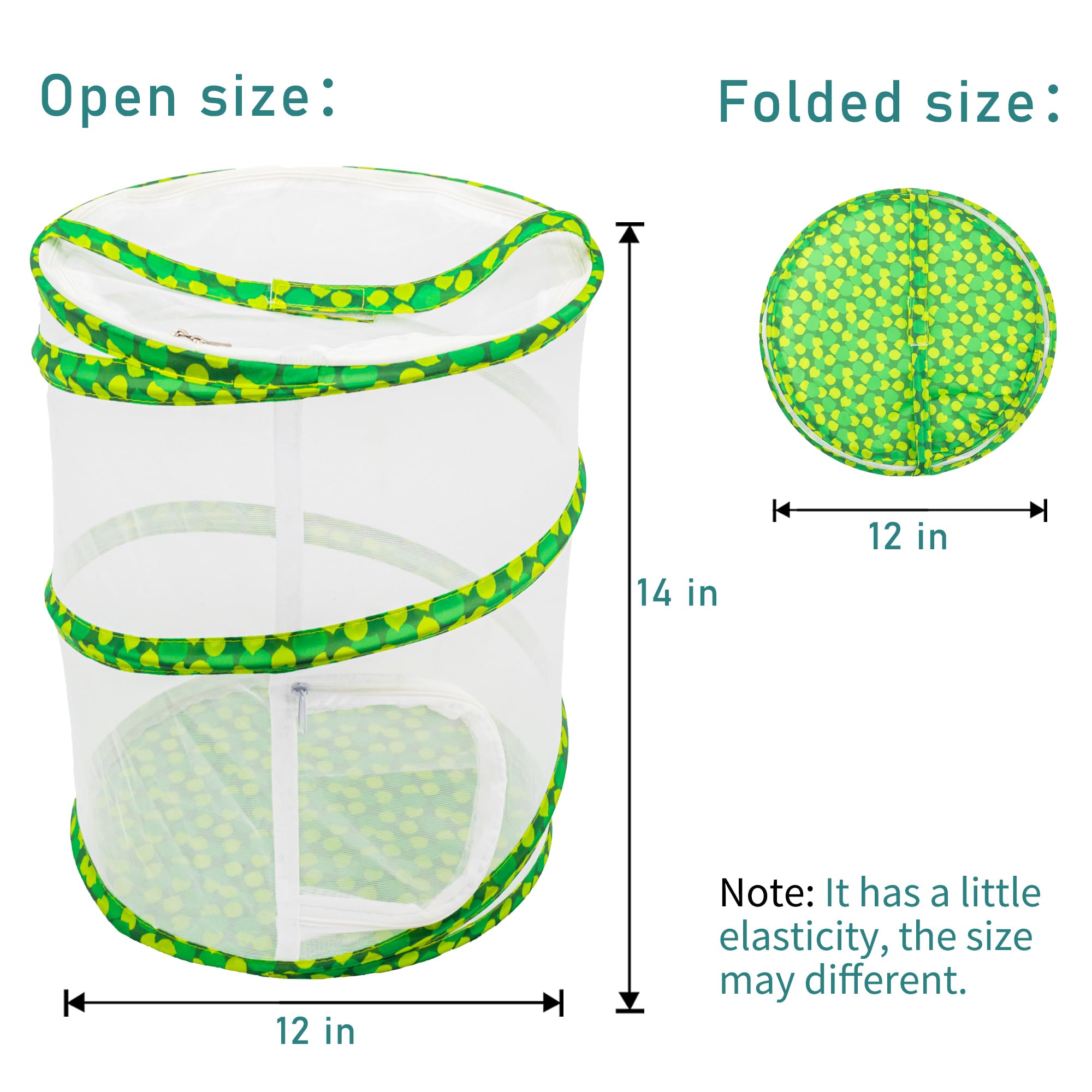 FCIHROSITCE Butterfly Habitat Mesh Cage – 12" x 14" Pop-up Insect Net for Raising Butterflies
