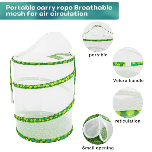 FCIHROSITCE Butterfly Habitat Mesh Cage – 12" x 14" Pop-up Insect Net for Raising Butterflies